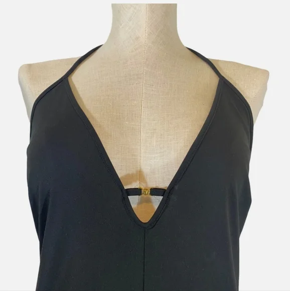 Y2K Victoria Secret T Back Jumpsuit Black Medium - Picture 2 of 6